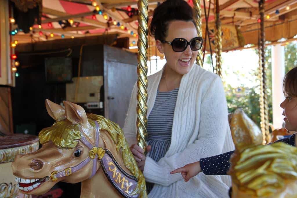 On the carousel at Crealy Adventure Park and Resort