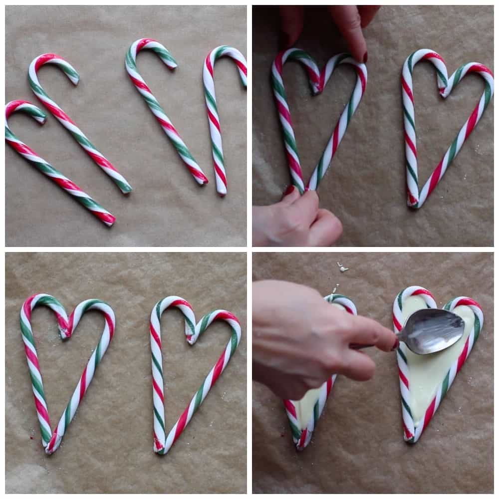Full instructions for how to make candy cane hearts