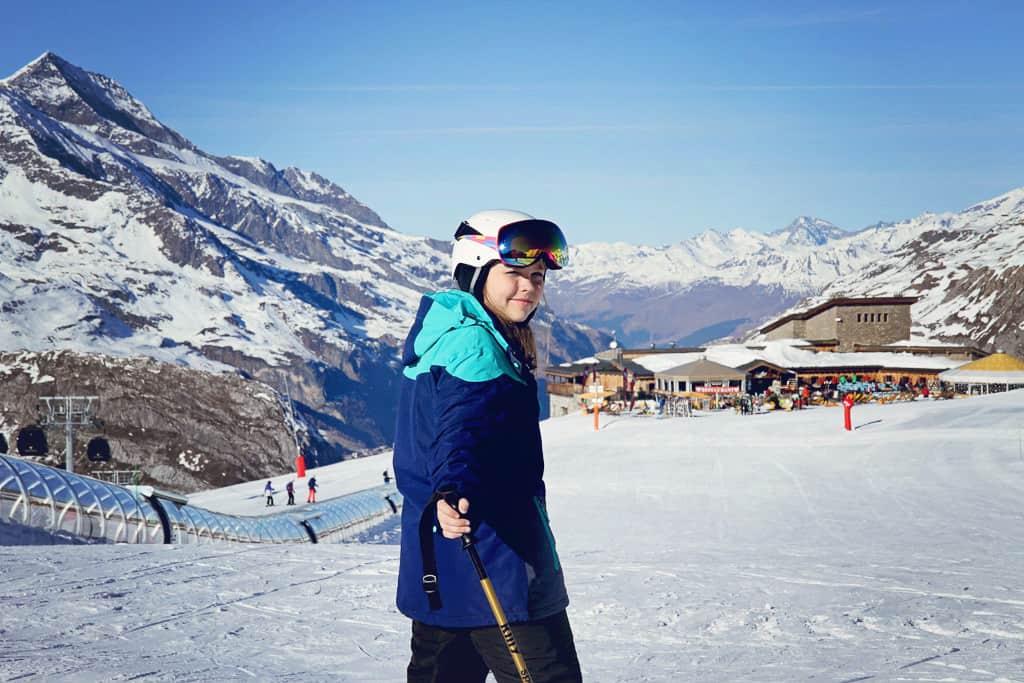 Teenager skiing in Val d'Isere