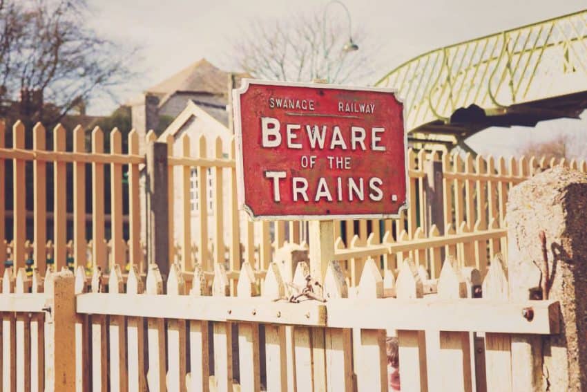 Beware of the trains sign
