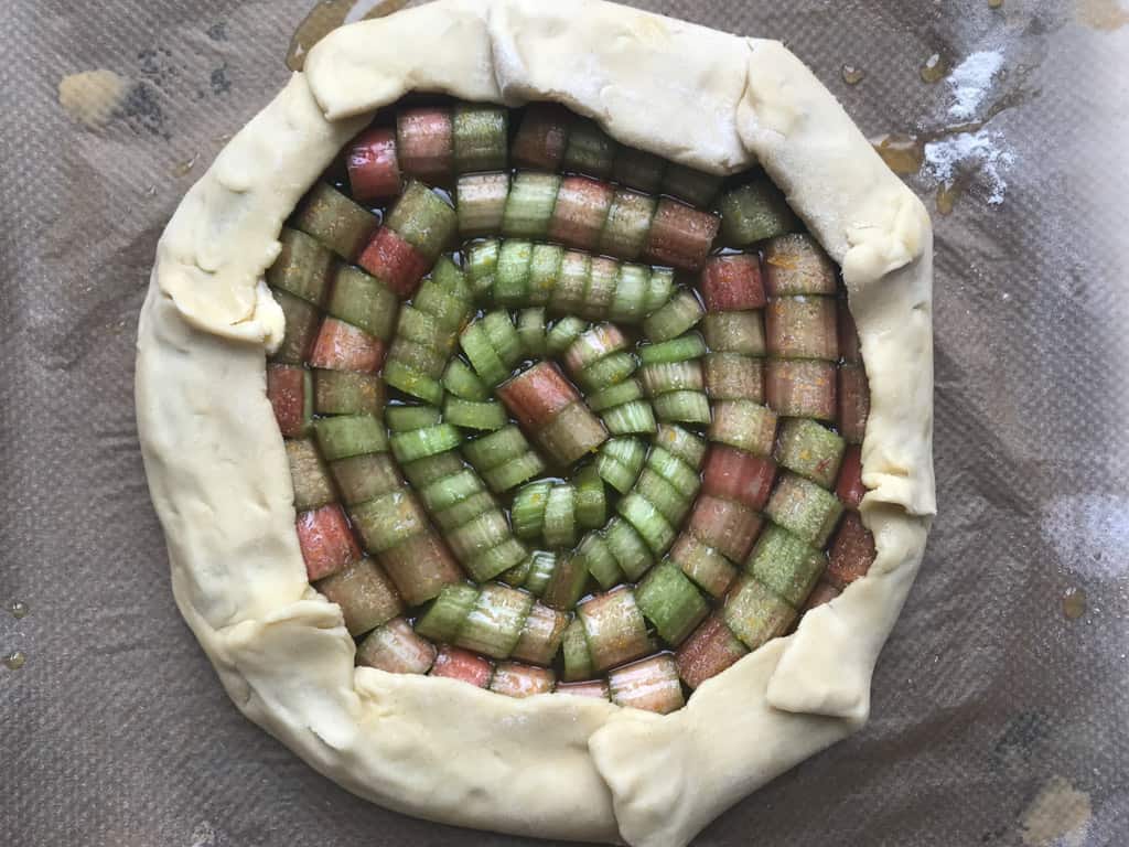 Uncooked Rhubarb galette 