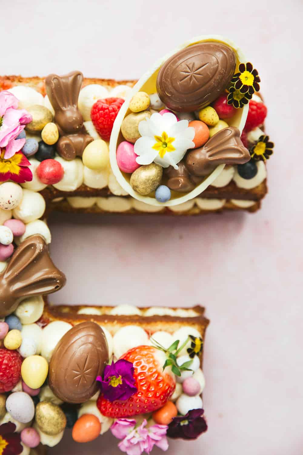 Easter chocolate on top of a cake 