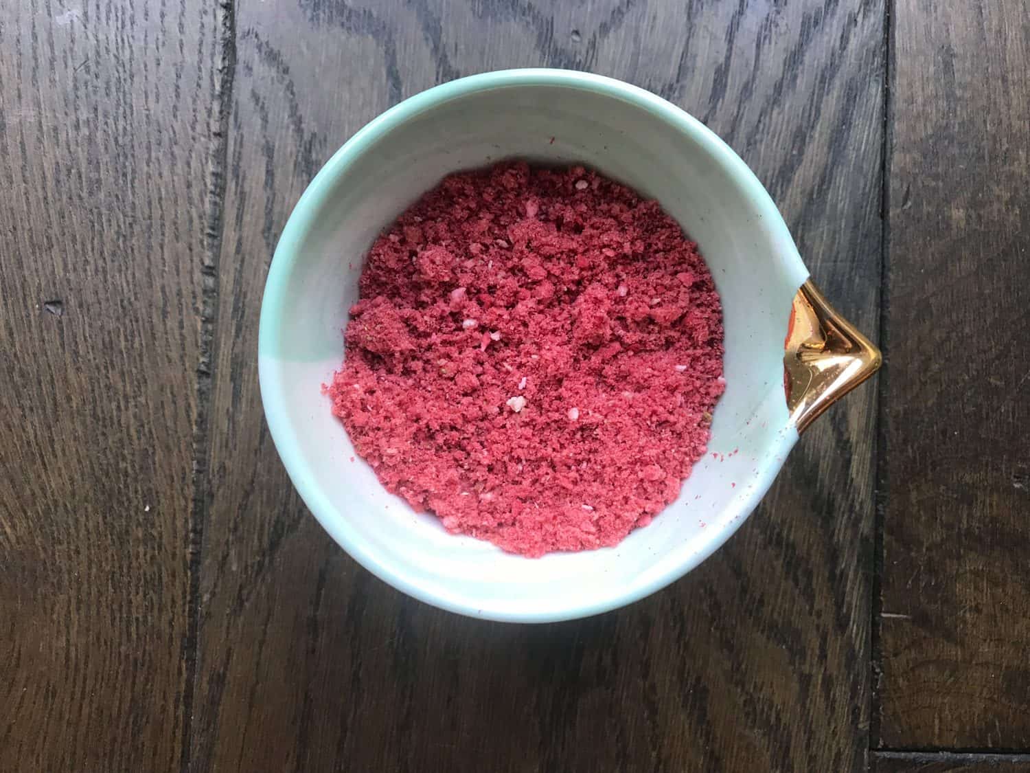 A bowl filled with freeze dried strawberries