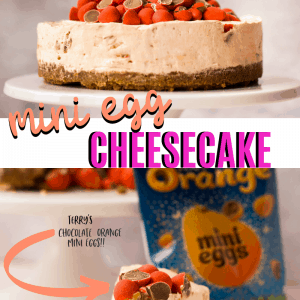 Pinterest image for mini egg cheesecake with text overlay.