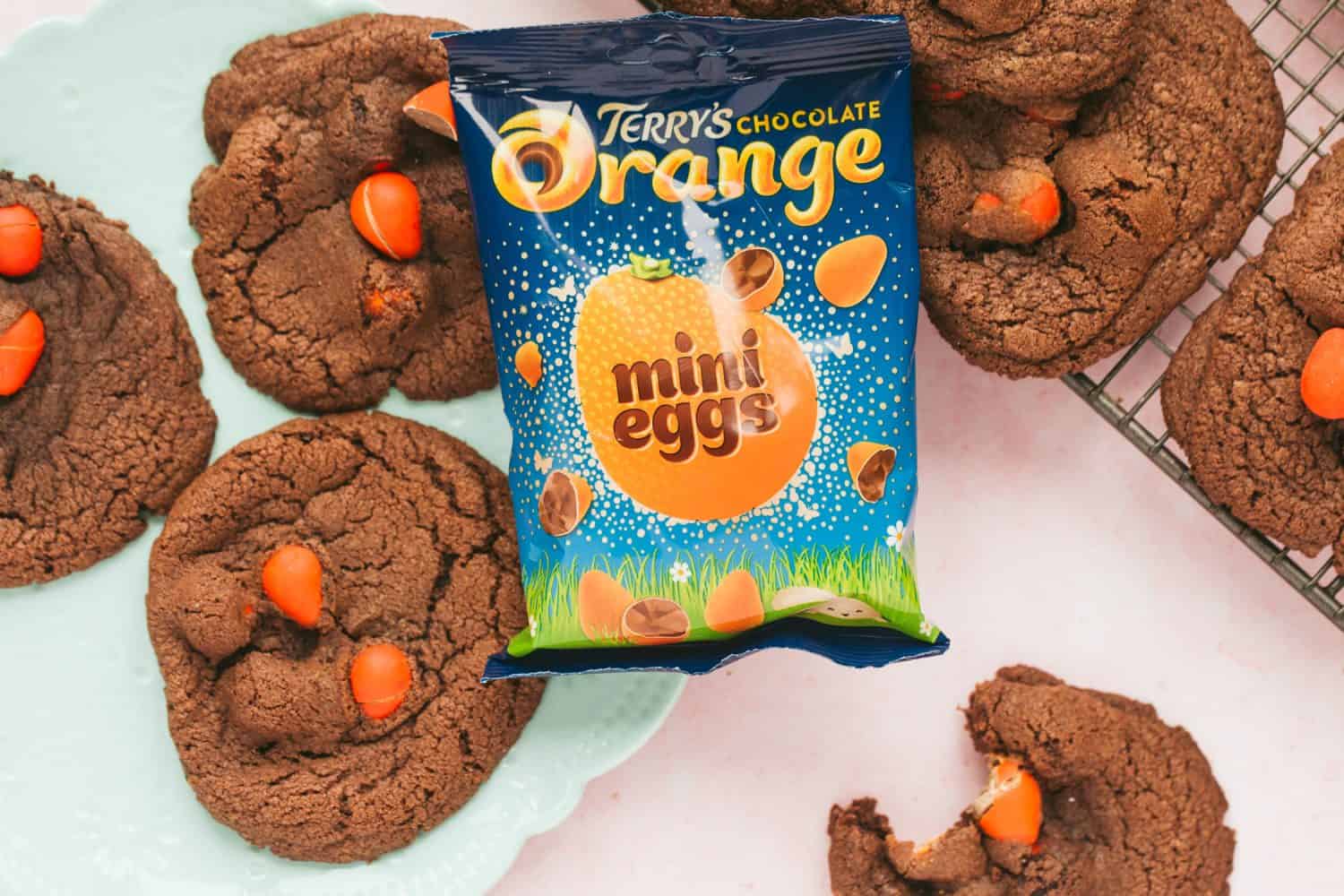 Chocolate cookies with Terry's choc orange eggs. 