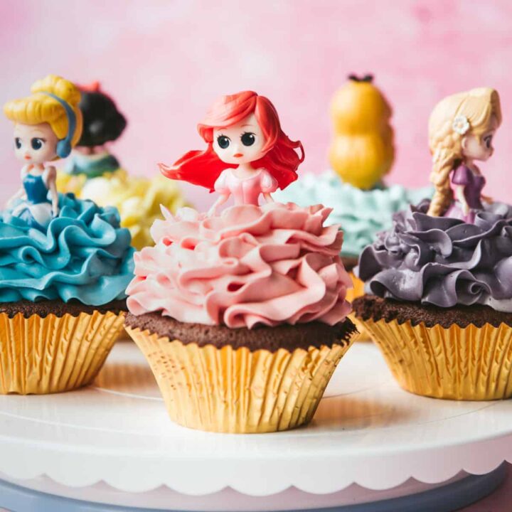 Disney Princess Cupcakes with gold cupcake liners