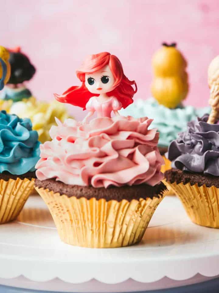 Disney Princess Cupcakes with gold cupcake liners