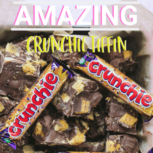 Pinterest image for Crunchie Tiffin recipe