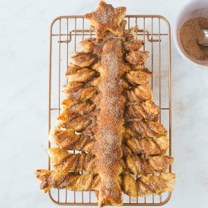A puff pastry christmas tree made with Biscoff spread.