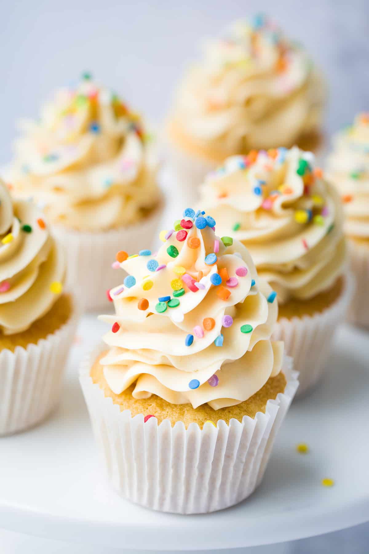 Vanilla cupcakes with swiss meringue buttercream. 